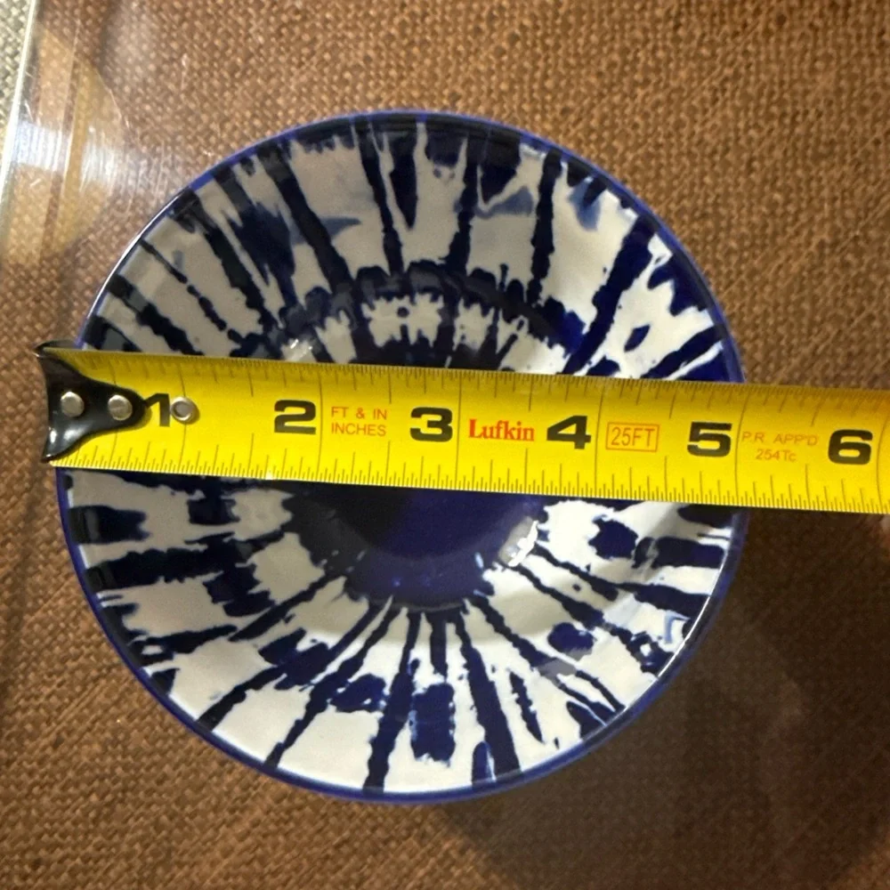 West Elm Indigo Tie Dye Bowls Set of 2 Blue White Ceramic